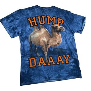 Hump Day Blue Tie Dye Shirt With Camel Graphic L